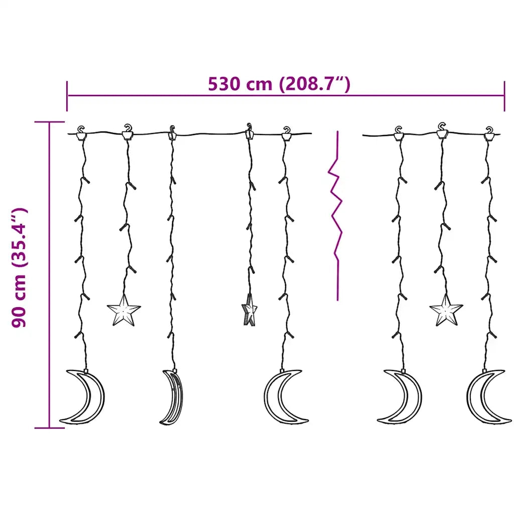 Luci Fatate Stella e Luna con Telecomando 345 LED Bianco Freddo CFW4520111