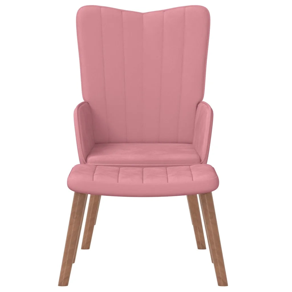 Poltrona Relax con Poggiapiedi Rosa in Velluto 327670