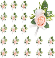 Boutonniere con fiori artificiali rossi 20 pezzi per uomo - Accessori per la cerimonia di matrimonio, anniversario, festa formale