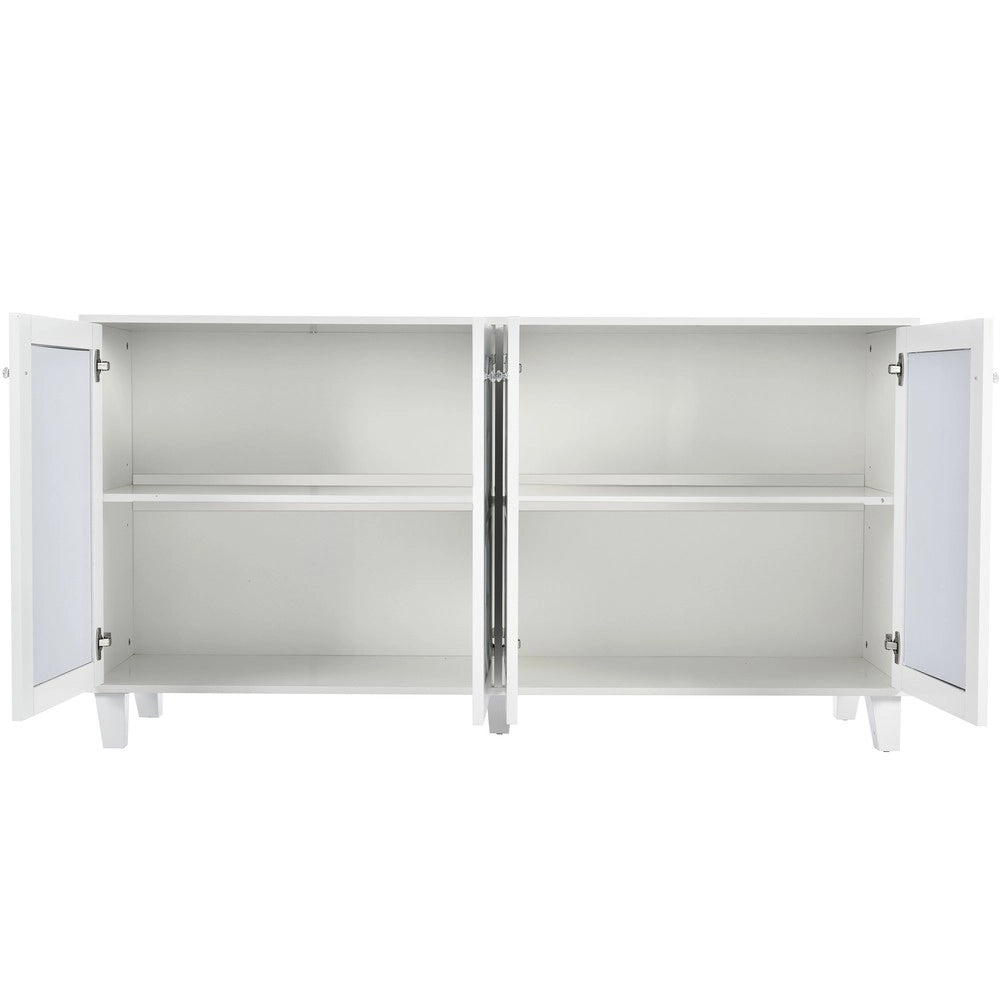 Credenza a Specchio con 4 Ante e Cristallo ¨C Xylo ¨C Bianco, 160x40x84 cm
