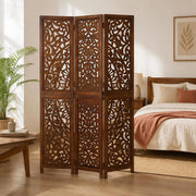 3-piece Room Divider, Hand-carved, Brown, 120x165 Cm, Mango Wood