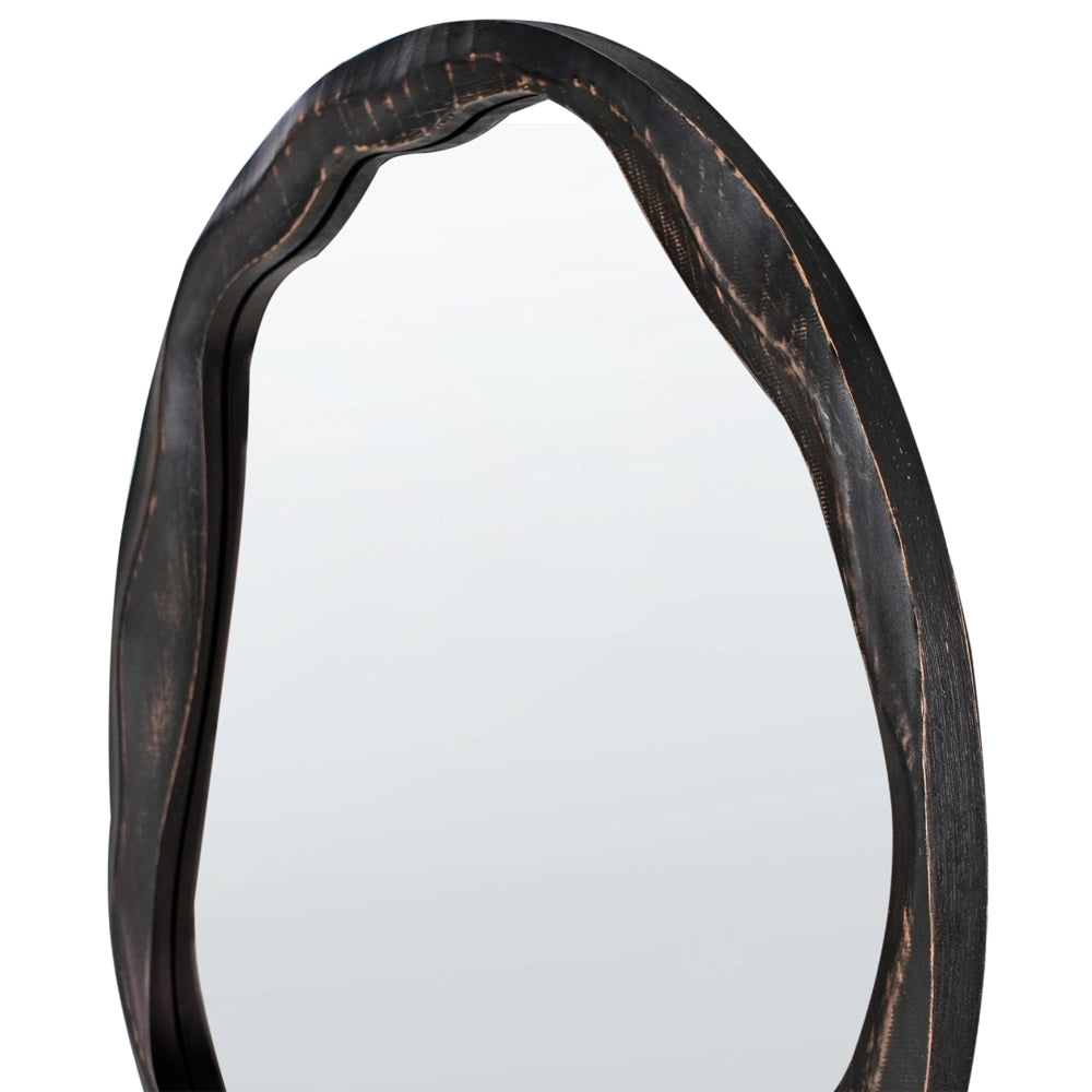 Specchio da parete in legno di pino marrone scuro ⌀ 60 cm Decorativo rotondo stile retrò Accessori per la casa