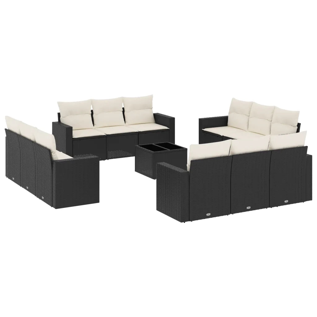 Set Divani da Giardino 13pz con Cuscini Nero in Polyrattancod mxl 112417