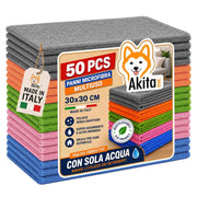 Akitaink Set 50 Panni in Microfibra Multiuso 30x30 cm