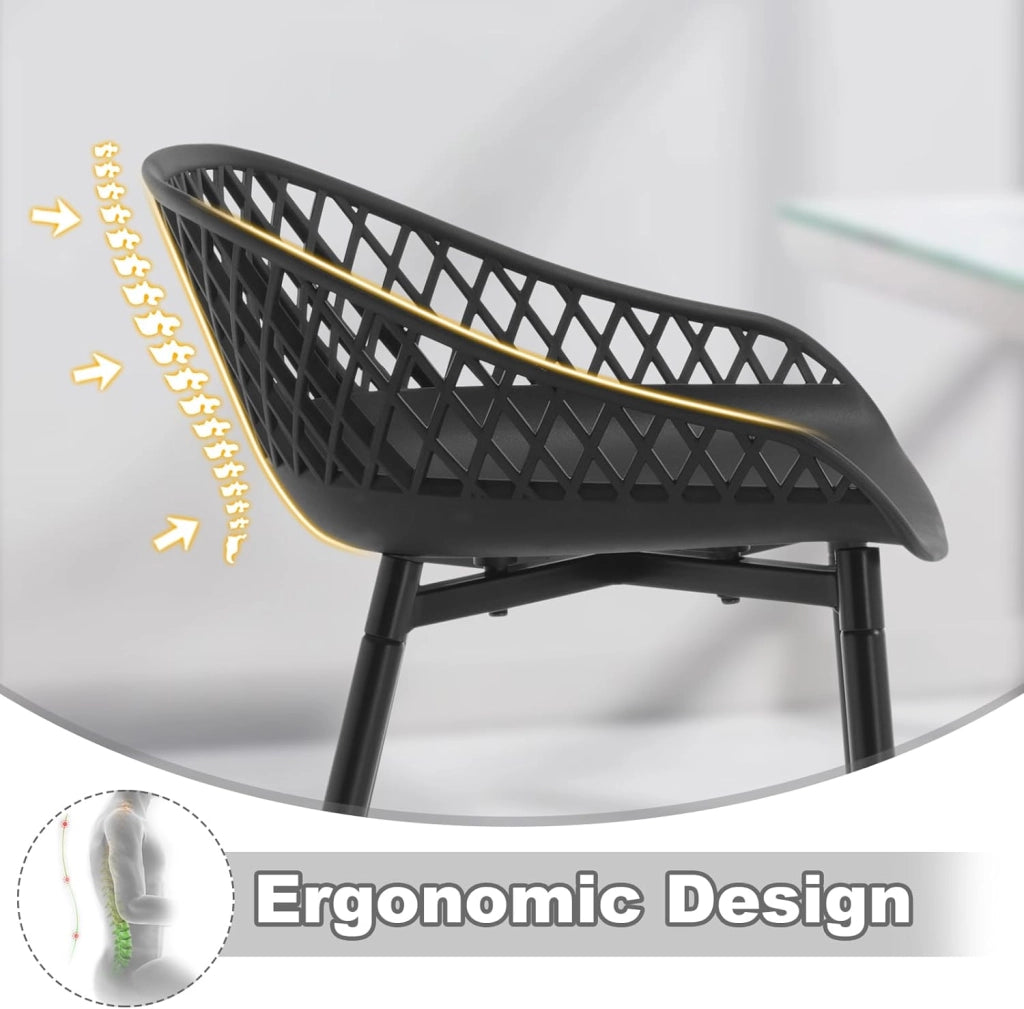 Sgabelli da Bar Set di 2 per Colazione, Sgabelli da Cucina con Poggiapiedi e Schienale, Seduta in Plastica, Neri, BH417sz-2