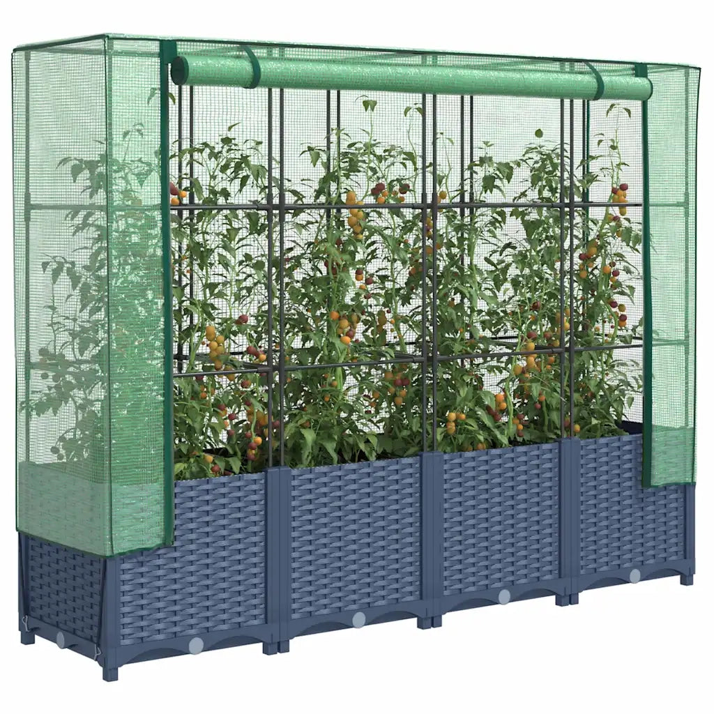 vidaXL Letto Rialzato con Copertura Serra Effetto Rattan 160x40x138 cm