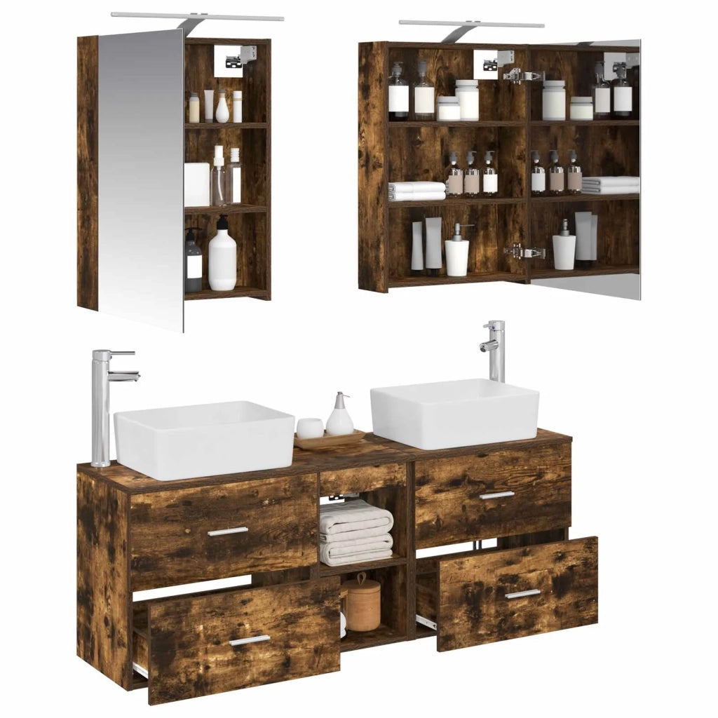 Set di mobili per il bagno 5 pcs Rovere Fumo 3406835