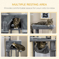 Albero Tiragraffi per Gatti 48x48x140 cm con Pali in Sisal Grigio