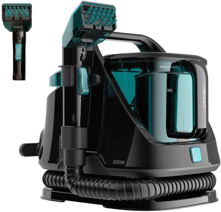 Aspirapolvere Lava Tappeti Conga 3000 Carpetclean, 3in1:Spruzza, Pulisce e Aspira, 400W, 2 Serbatoi - Acqua Pulita e Sporca, Spruzzatore D'Acqua, Raggio D'Azione di 6M, Tubo Flessibile Da 1,2m