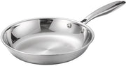Padella in acciaio inossidabile, 20 cm x 38 cm x 7 cm, adatta a tutti i tipi di piastre da cucina e piastre a induzione, sicura per uso in forno, ideale per cucinare e saltare, utensile da cucina duraturo.