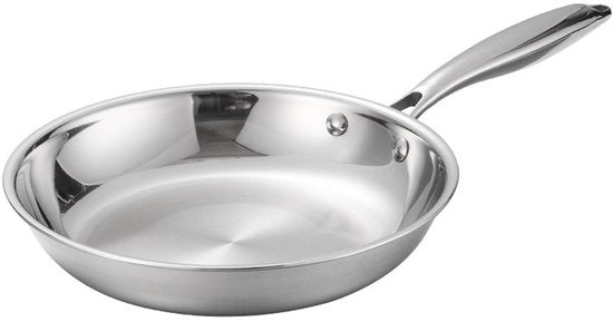 Padella in acciaio inossidabile, 20 cm x 38 cm x 7 cm, adatta a tutti i tipi di piastre da cucina e piastre a induzione, sicura per uso in forno, ideale per cucinare e saltare, utensile da cucina duraturo.