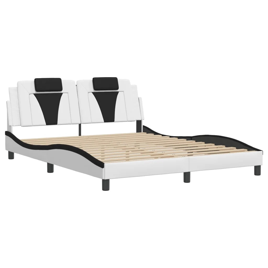 Giroletto Viana con LED senza Materasso-Struttura Letto Bianco e Nero 160x200 cm