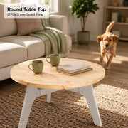 Round Tabletop 70x3 Cm, Solid Pine Wood