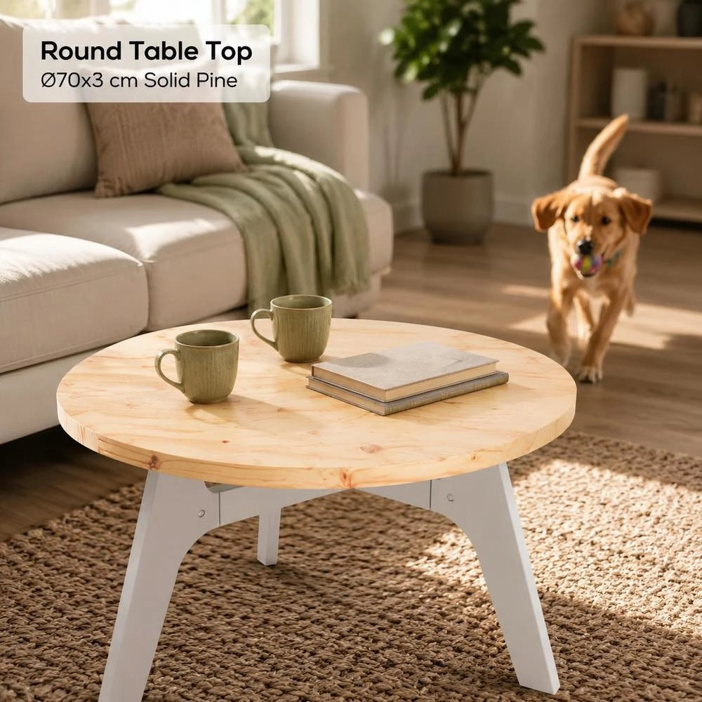 Round Tabletop 70x3 Cm, Solid Pine Wood