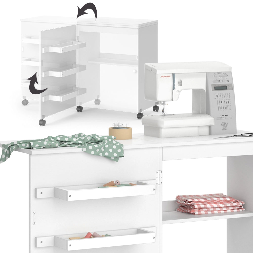 Vicco Il tavolo per il cucito Bianco 118 x 79.3 cm con 3 ripiani