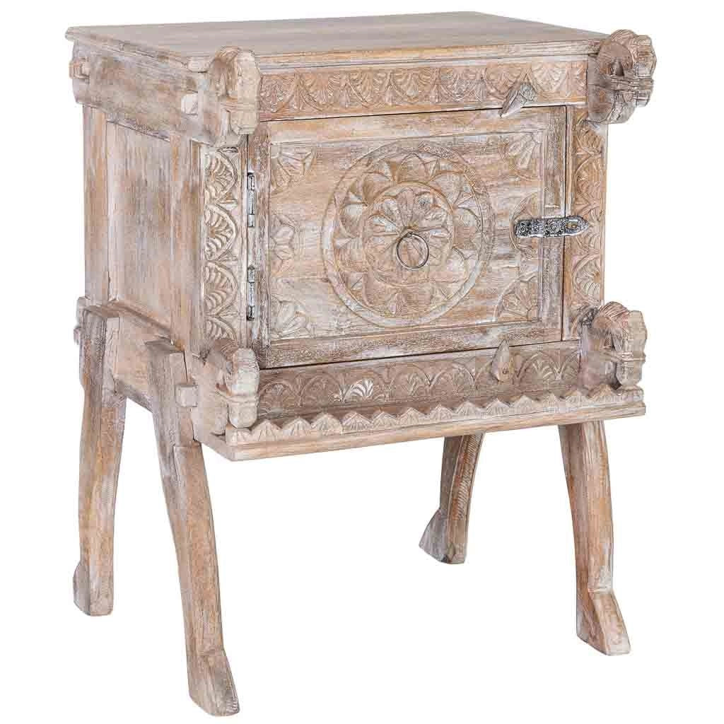 Comodino legno marrone finitura artigianale 50x47x66 cm