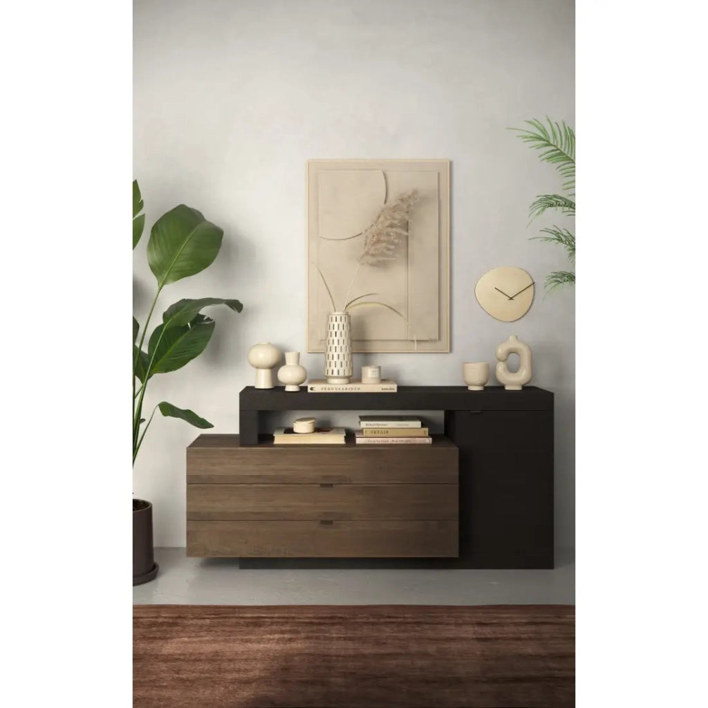 Buffet 1 porta 2 cassetti, collezione DOMI, effetto cemento/grigio antracite