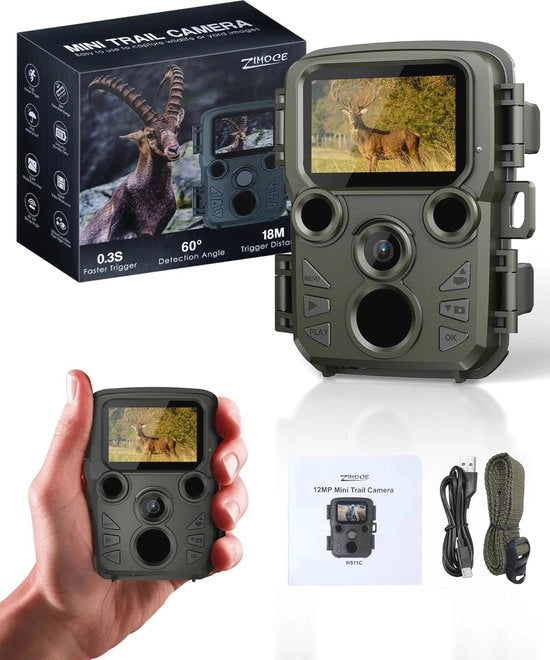 Mini Cámara di Campo con Sensore di Movimento e Visione Notturna - 12 MP & Video HD 1080p