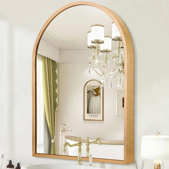 Specchio per muro curvo in alluminio lega, 40 x 30 cm, per bagno, camera da letto, ingresso, soggiorno, vasca