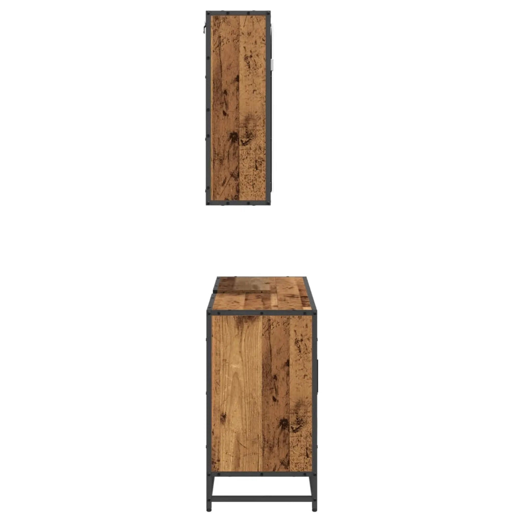Set di mobili per il bagno con lo scaffale 2 pcs Legno vecchio