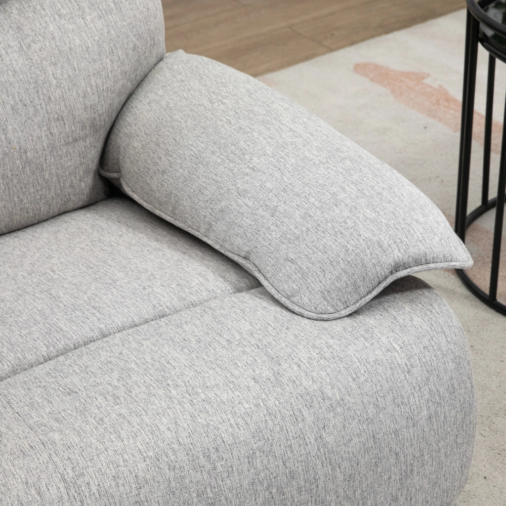 Poltrona relax reclinabile con poggiapiedi, tessuto effetto lino, grigio chiaro