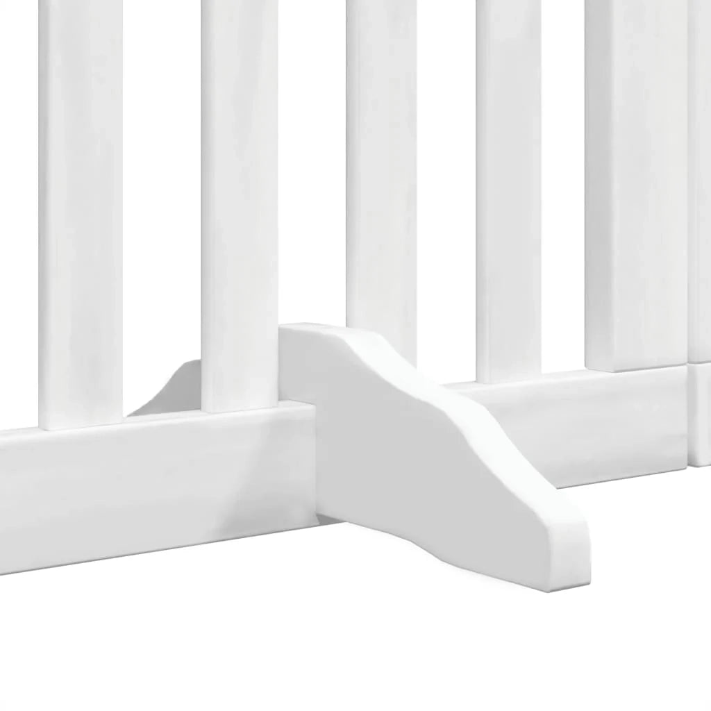 Cancelletto di sicurezza per animali domestici porta pieghevole 9 pannelli legno di pioppo bianco 02_0023293