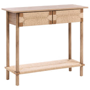 Consolle con 2 cassetti in truciolato con frontali in corda di carta Stile boho Marrone chiaro
