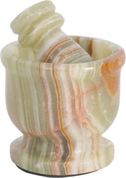Vijzel e Stampatore in Marmo Artigianale - Portatile e Compattibile - 6,4 cm - Onice Verde