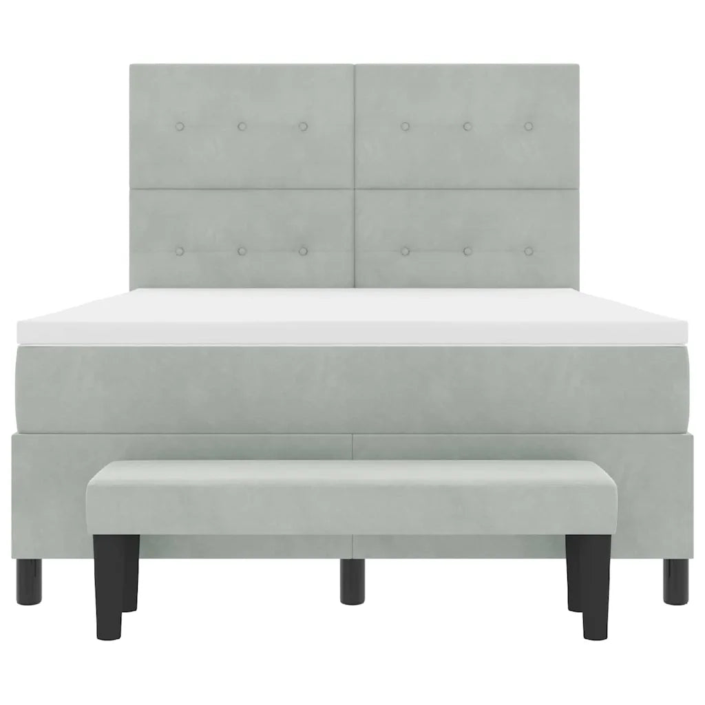 Letto a molle con testiera Grigio chiaro 200 x 140 cm Velluto 3344516