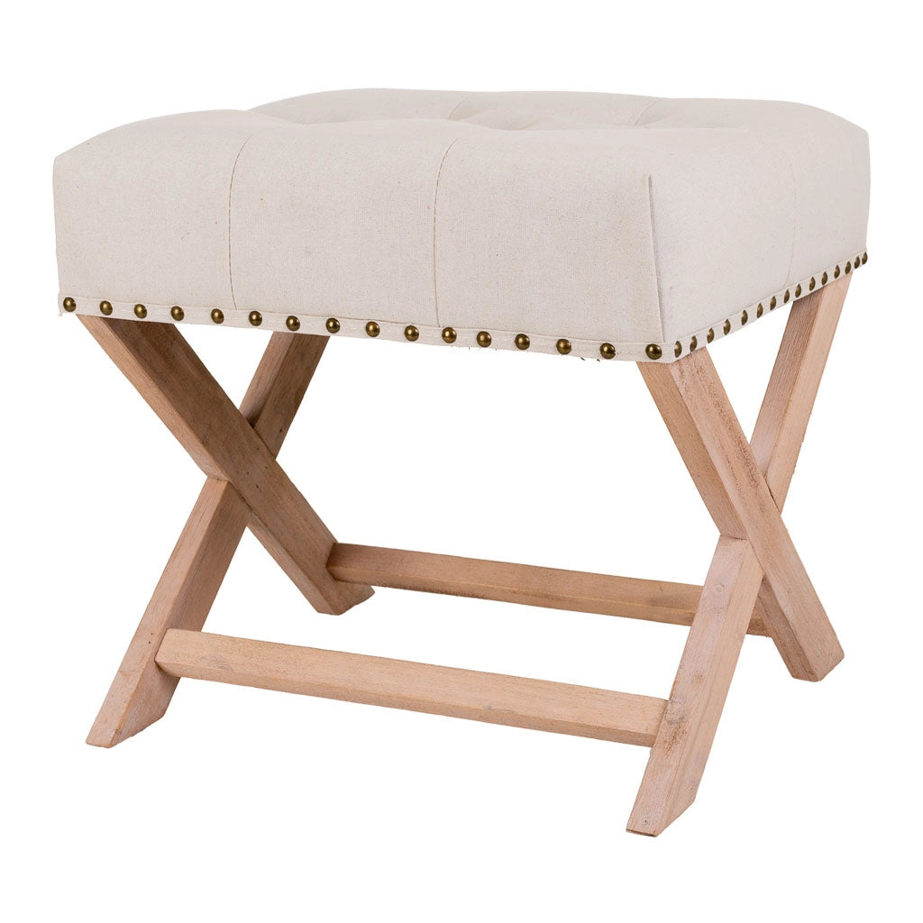 Sgabello imbottita in legno panna 49x46x46h