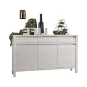 Madia credenza 3 ante 3 shabby bianco in legno massello di abete 150x50x95 (3321) - Mobili 2G