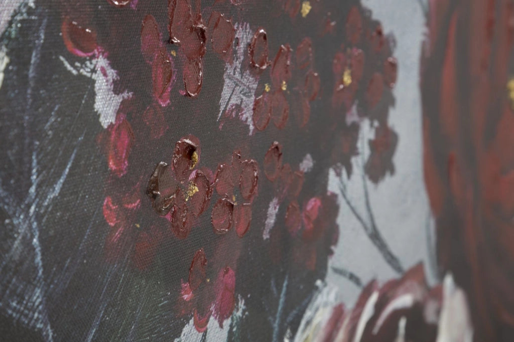 DIPINTO SU TELA WHITE/RED FLOWER DARKBACK CM  120X3,7X60