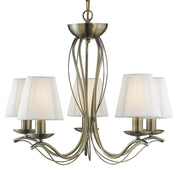 Lampadario Industrial-Nordico Andretti Acciaio Ottone 5 Luci E14