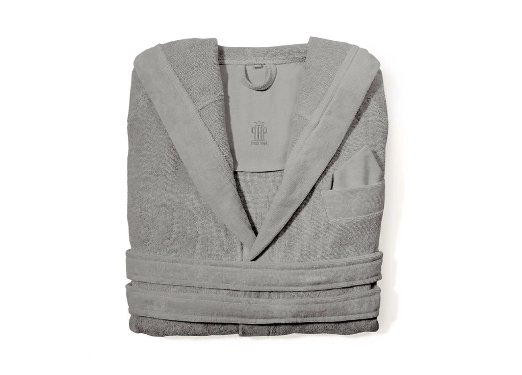 Accappatoio Con Cappuccio E Tasche In Spugna Mod. Joy Tinta Unita Carbonio - L-XL - Carbonio
