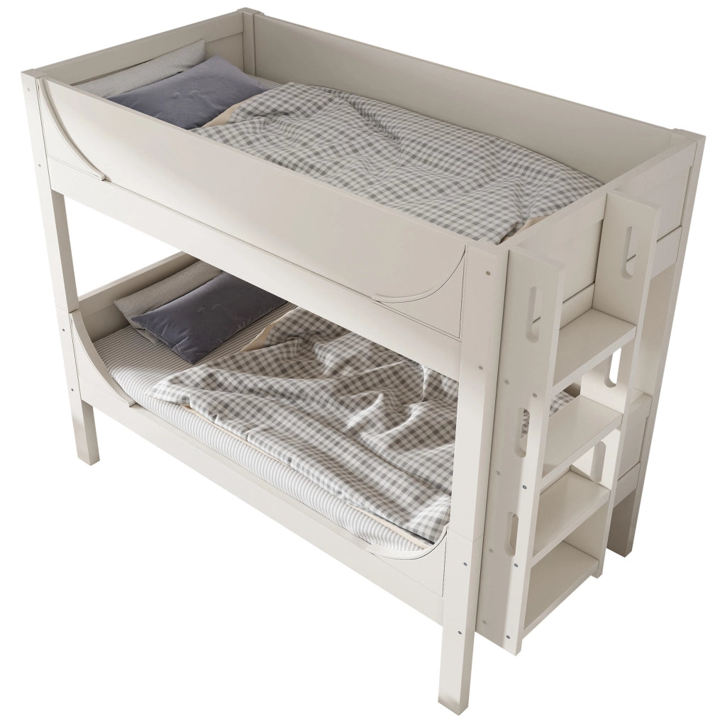 Letto a castello separabile 90x200 cm in legno e metallo; bianco; con scala reversibile