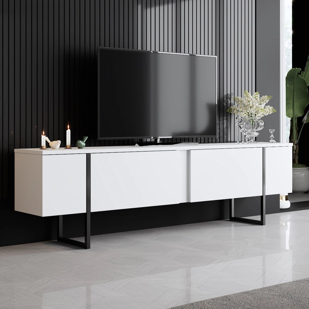 Porta TV in legno "Luxe" - 180 x 30 x 50 cm - Bianco