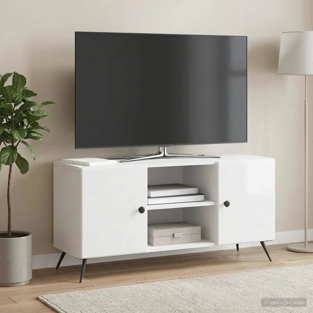 Mobile TV Bianco Lucido 102 x 34,5 x 50 cm Legno ingegnerizzato 895619