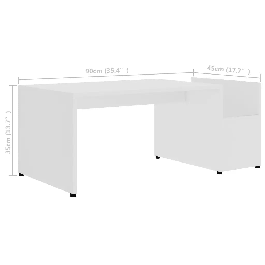 Tavolino da Salotto Bianco 90x45x35 cm in Legno Multistrato 802921