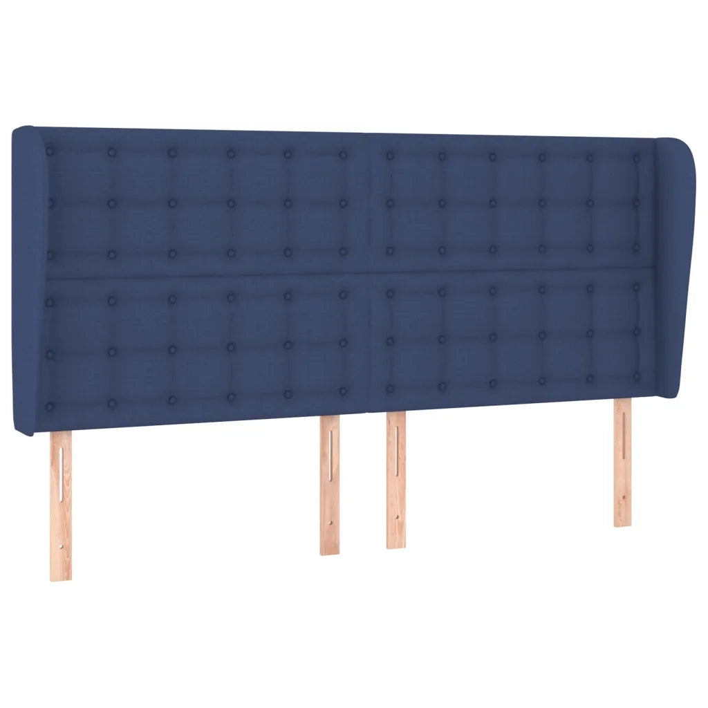 Testiera | Testata ad Orecchio Blu 163x23x118/128 cm in Tessuto