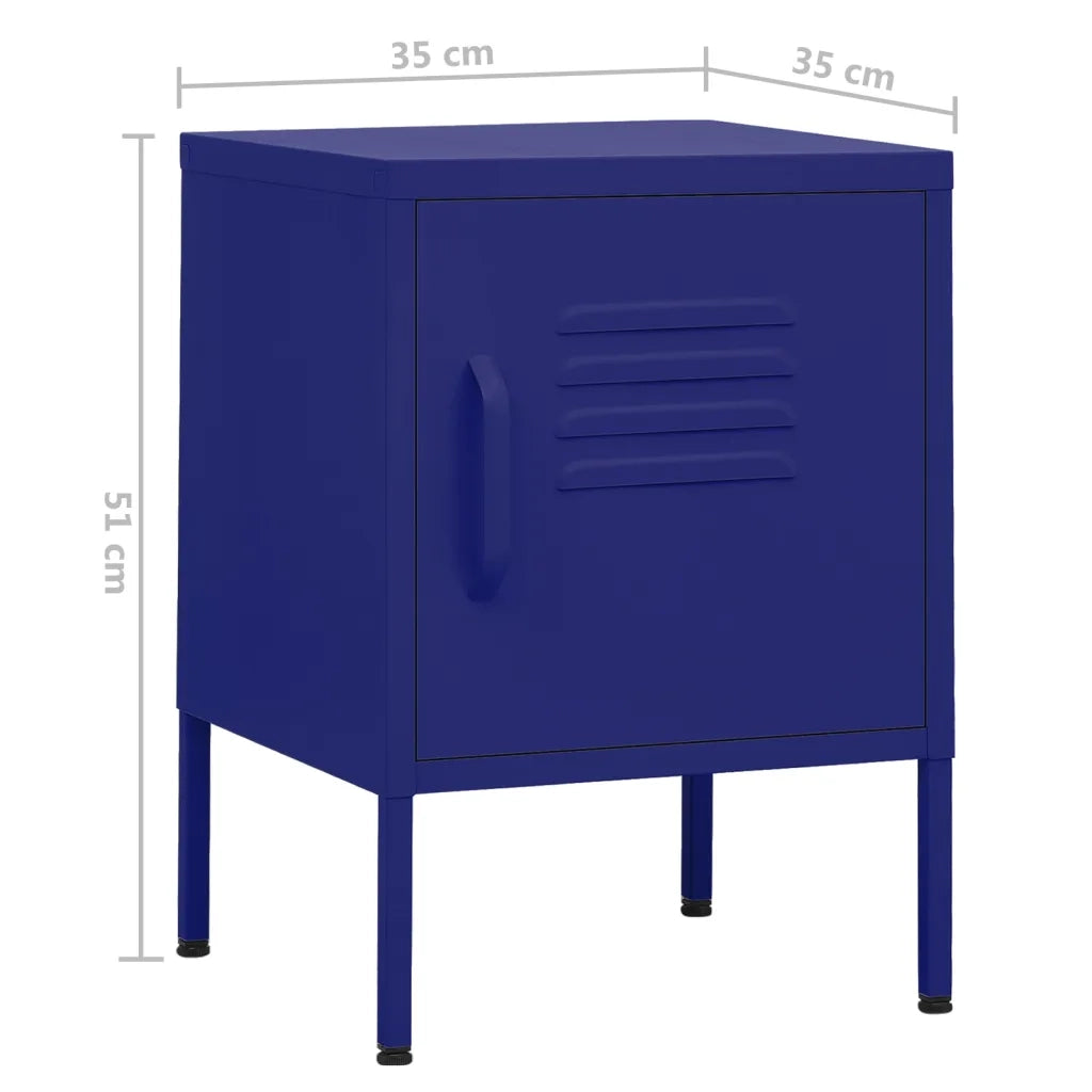 Comodino | Armadio da Notte | Mobiletto da notte Blu Marino 35x35x51 cm in Acciaio