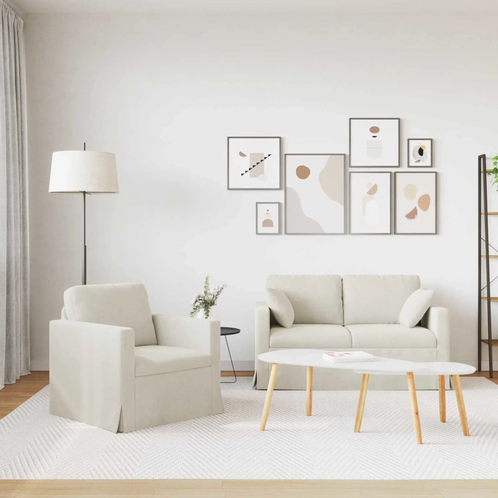 Set di divani 2 pcs Crema 138 x 78 x 80 cm Velluto 3407514
