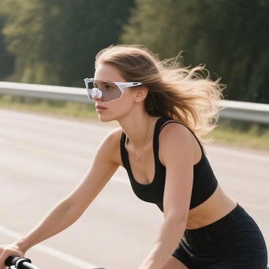 Soleil per Ciclisti, Occhiali da Sole per Sport, Occhiali da Sole per la Guida con Lenti Chiare, Protezione UV400, Occhiali da Sport per Atleti, Attività All'Aperto, PC