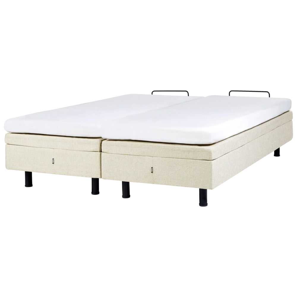 Letto elettrico matrimoniale tessuto beige regolabile con telecomando senza testiera 160x200 cm stile moderno