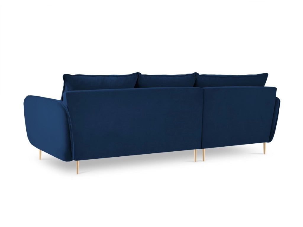 Cosmopolitan Design - Divano angolare sinistro "Vienna" 5 posti in velluto blu reale 