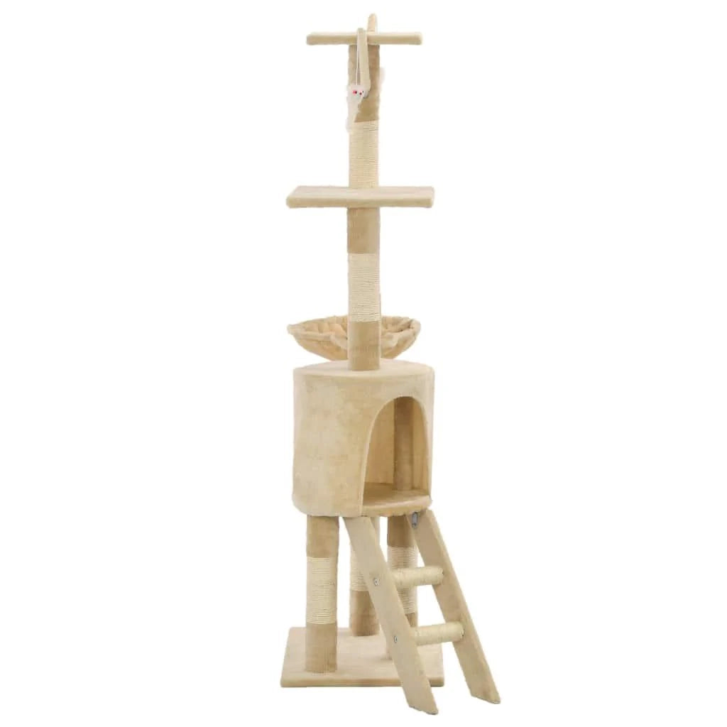 Tiragraffi albero per gatti cuccia per gatti giocattolo peluche sisal 138 cm beige 3702038