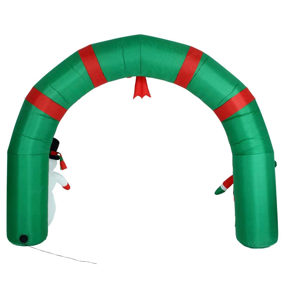 Arco Gonfiabile Natalizio 300x240 cm con Babbo Natale Pupazzo Neve Luci Led Esterno