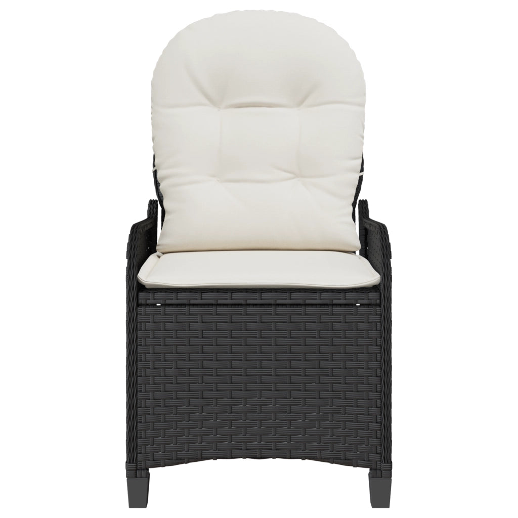 Poltrona Recliner con Cuscino in Polyrattan Nera