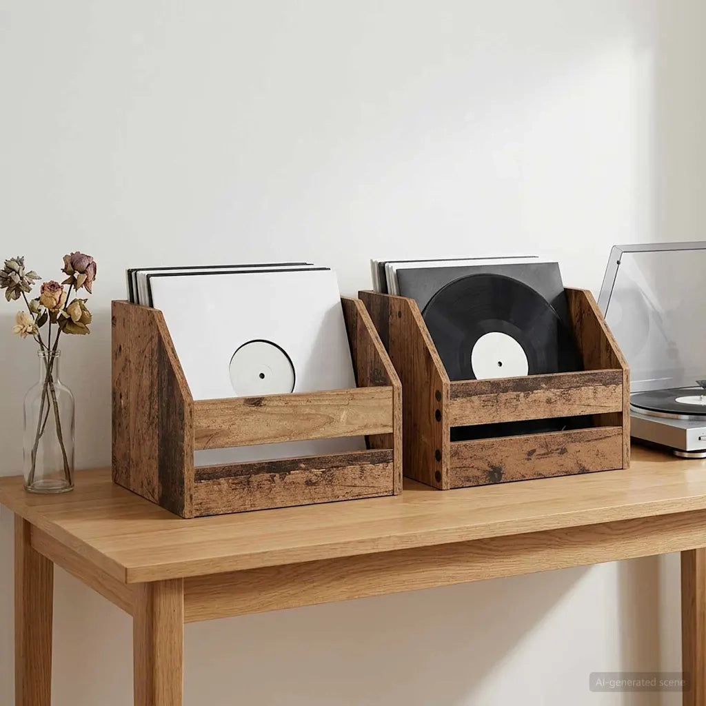 Scatola per album in vinile 2 pz Legno di quercia 8012823