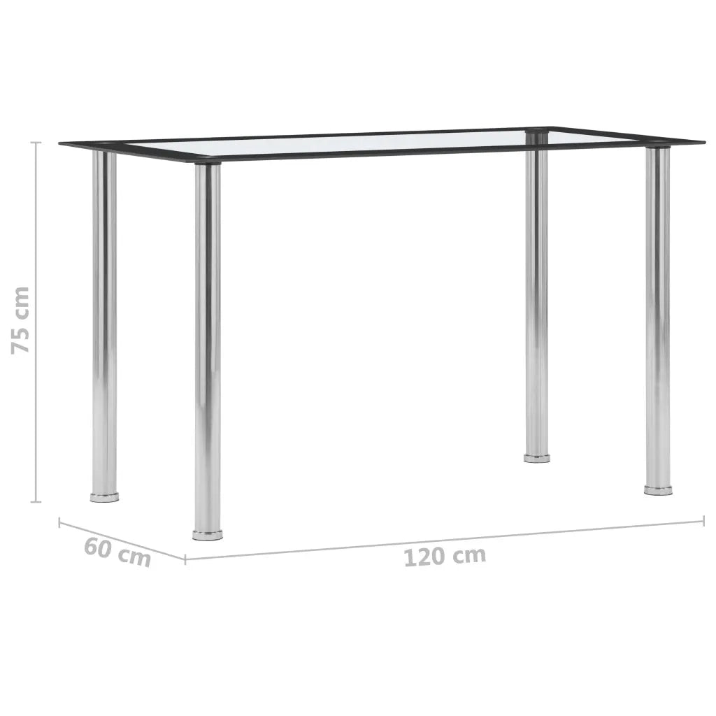 Tavolo da Pranzo Nero e Trasparente 120x60x75cm Vetro Temperato cod mxl 16898