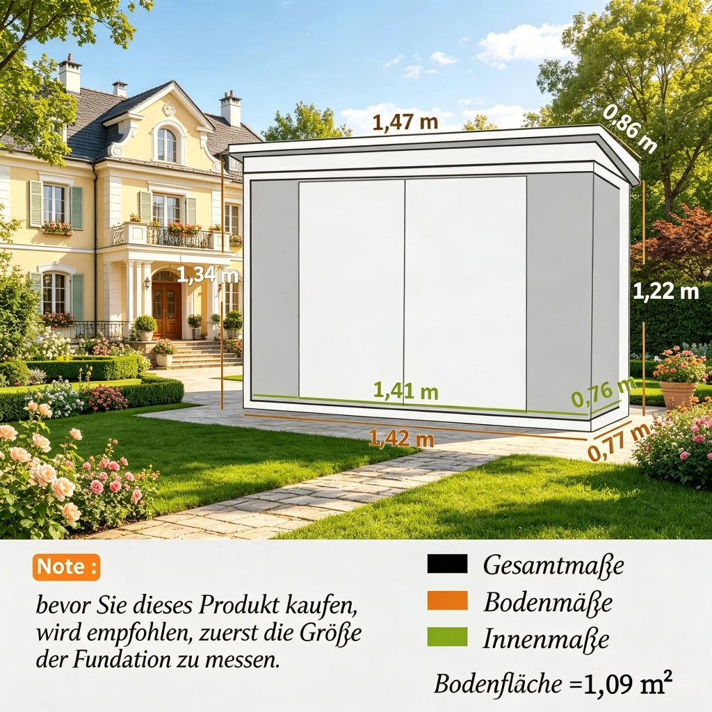 CASETTA DA GIARDINO 147x86x134 cm Nero/Bianco in acciaio e PP senza pavimento